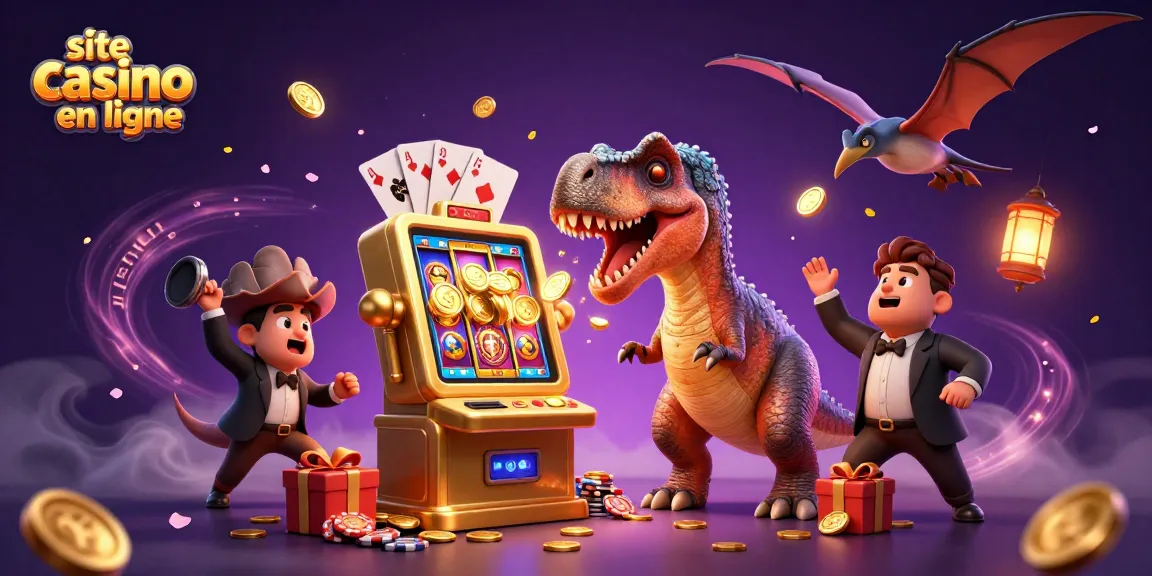 Le site casino en ligne propose une scène dynamique avec un pachycephalosaurus et des machines à sous en ébullition.