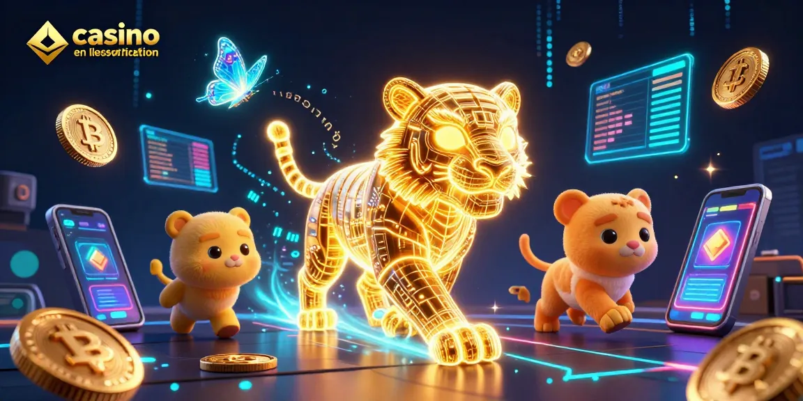 Plongez dans l'univers des jeux de casino en ligne sans vérification avec un tigre et des éléments crypto.
