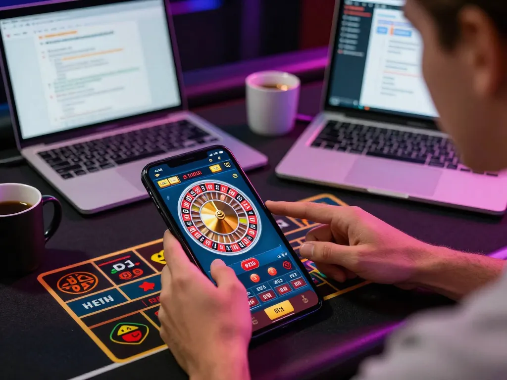 Players enjoying engaging moments on the sky88c mobile casino app, showcasing a dynamic roulette betting scene.