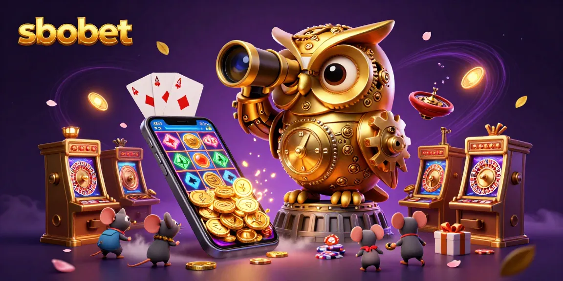 Experience sbobet's vibrant casino atmosphere with an enchanted golden owl and captivating slot games.