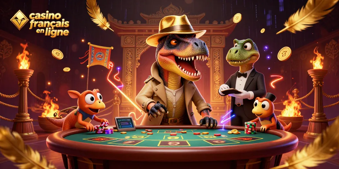 Jouez au casino français en ligne avec des personnages animés, illustration dynamique de jeu.