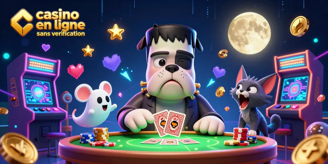 Jouez à des jeux passionnants dans un casino en ligne sans vérification avec un bulldog Frankenstein et un chaton loup.