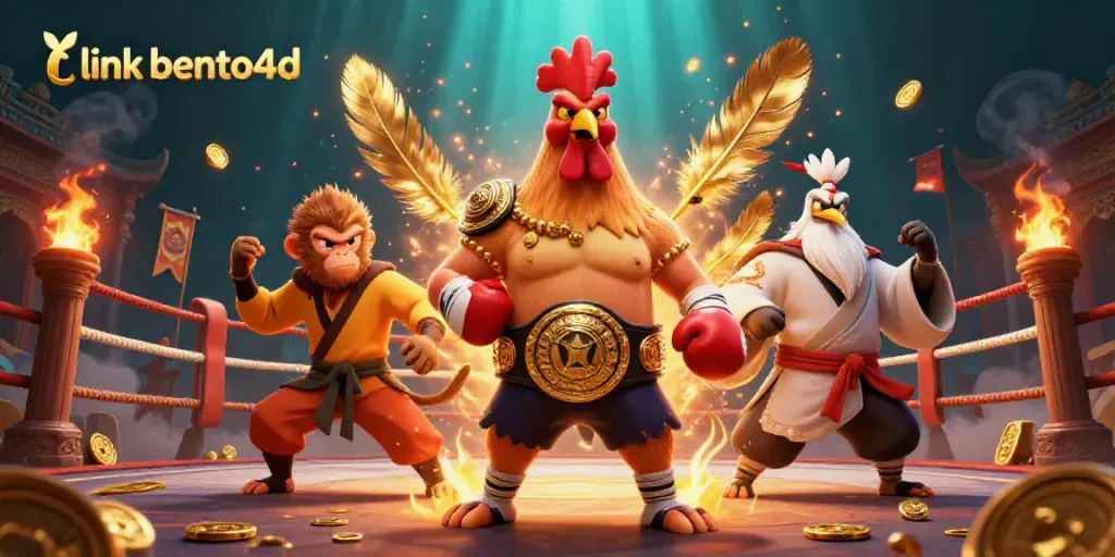 Engage with link bento4d through a vibrant illustration depicting dynamic martial arts characters in an energetic casino arena.