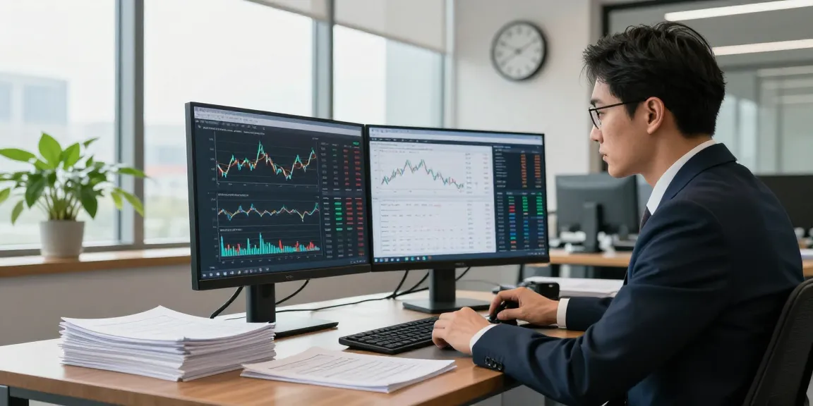 Professional analyzing asset tracing data in modern office setting