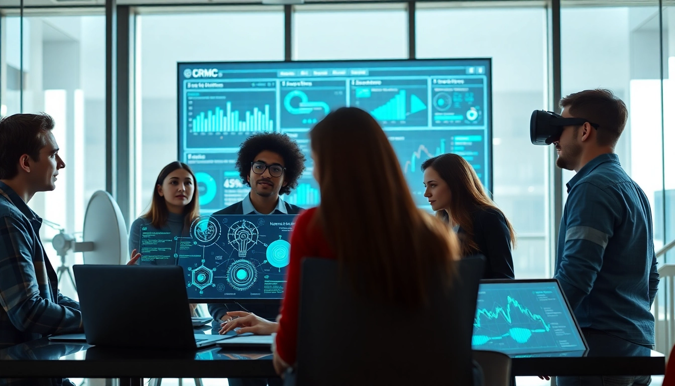 EORMC team collaborating on AI blockchain development in a modern setting.