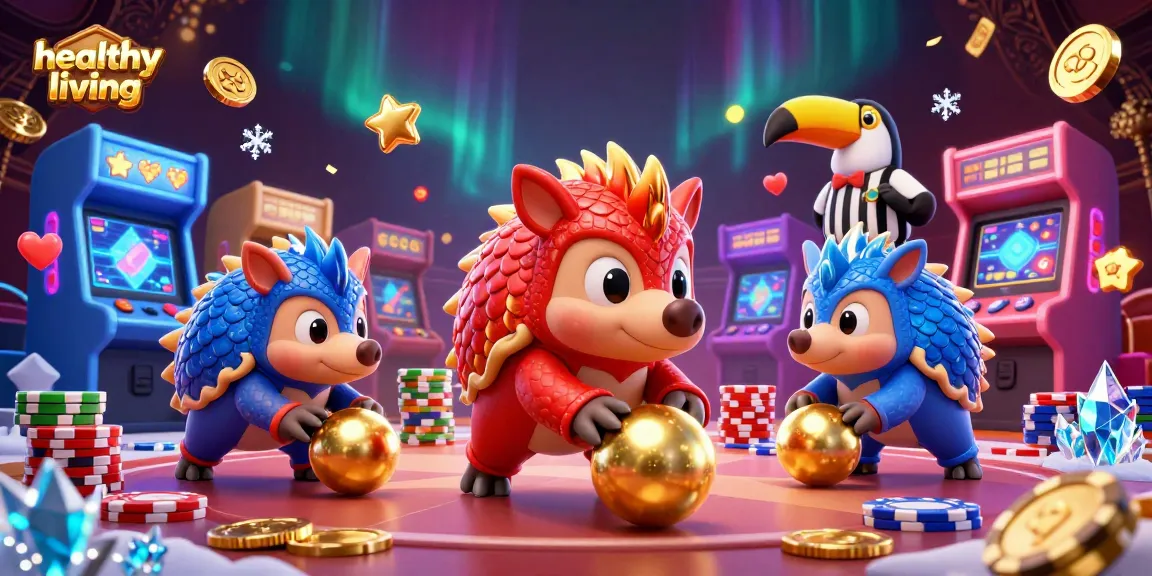 Engage in healthy living with rival pangolins competing in a vibrant casino scene, showcasing dynamic gaming elements.