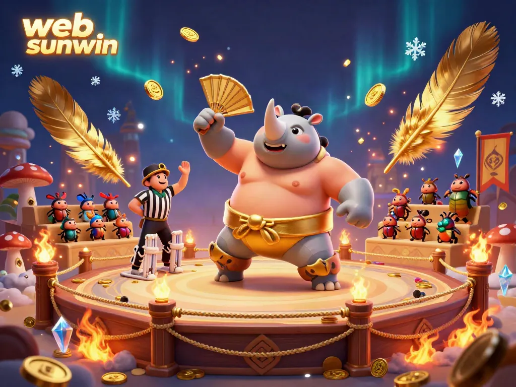 Experience thrilling gameplay with web sunwin, featuring a powerful beetle champion soaring in a vibrant casino arena.