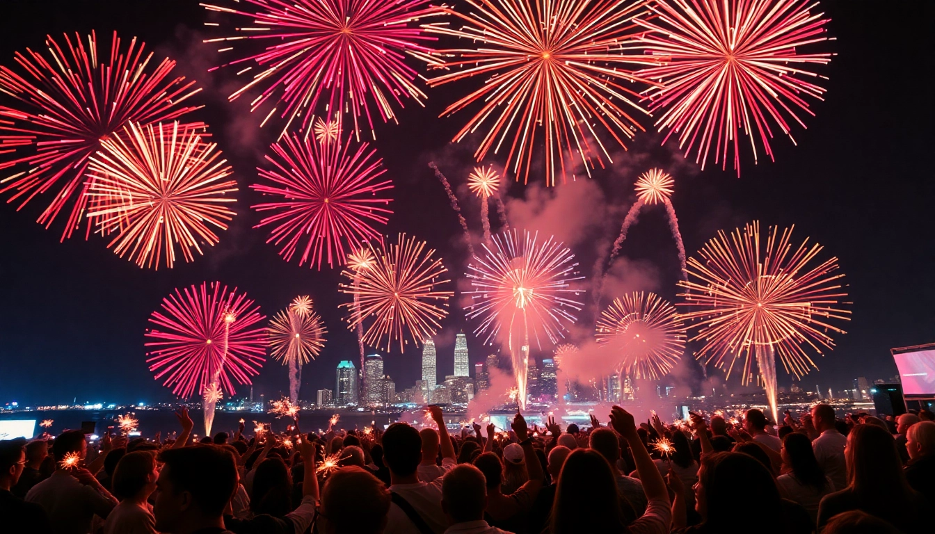 Watch the spectacular fireworks uk display at a festival lighting up the night sky.
