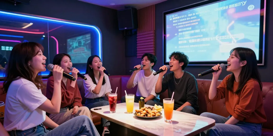 달토 가라오케에서 즐기는 친구들과의 노래방 파티, 화려한 조명과 함께하는 즐거운 분위기