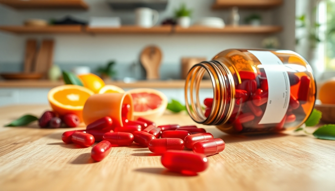 Astaxanthin for fatigue capsules enhancing a vibrant kitchen setting.