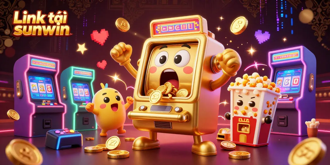 Engage with Link tải sunwin, showcasing a lively casino scene featuring slot machines and vibrant game elements.