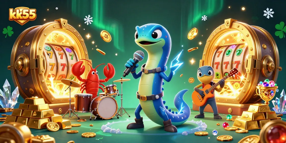 Experience thrilling gaming with kk55's 3D electric eel DJ and lively underwater casino stage.