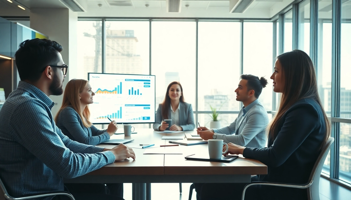 Optimizing marketing strategies at https://alvionz.de/ with a collaborative team in an office.