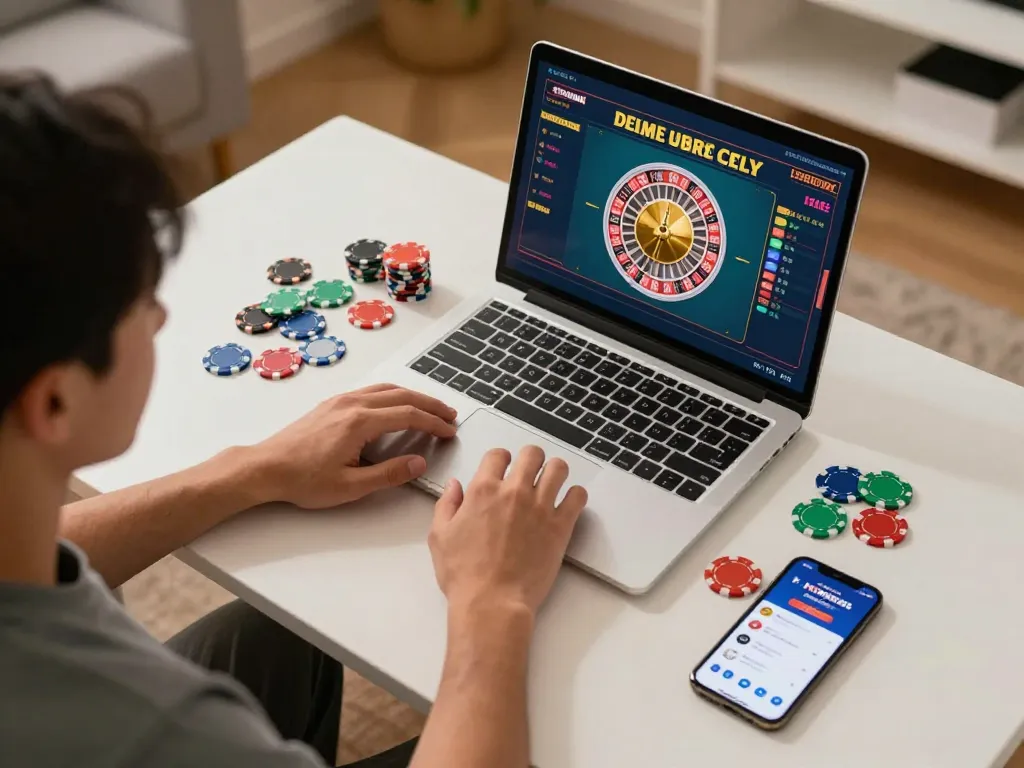 Paito macau gameplay on a laptop in a cozy home setting featuring strategic player engagement.