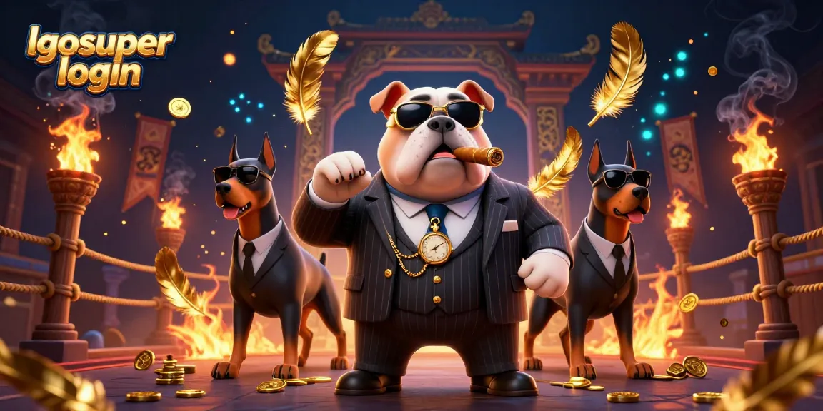 Bet on lgosuper login with a 3D cartoon mafia boss and dynamic casino elements.