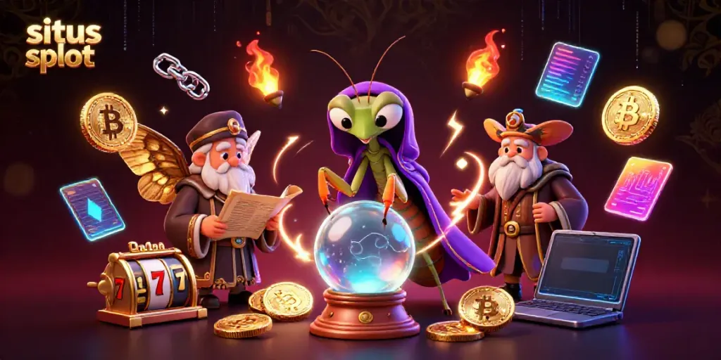 Engage in situs slot action with a vivid 3D scene featuring fortune teller and slot elements.
