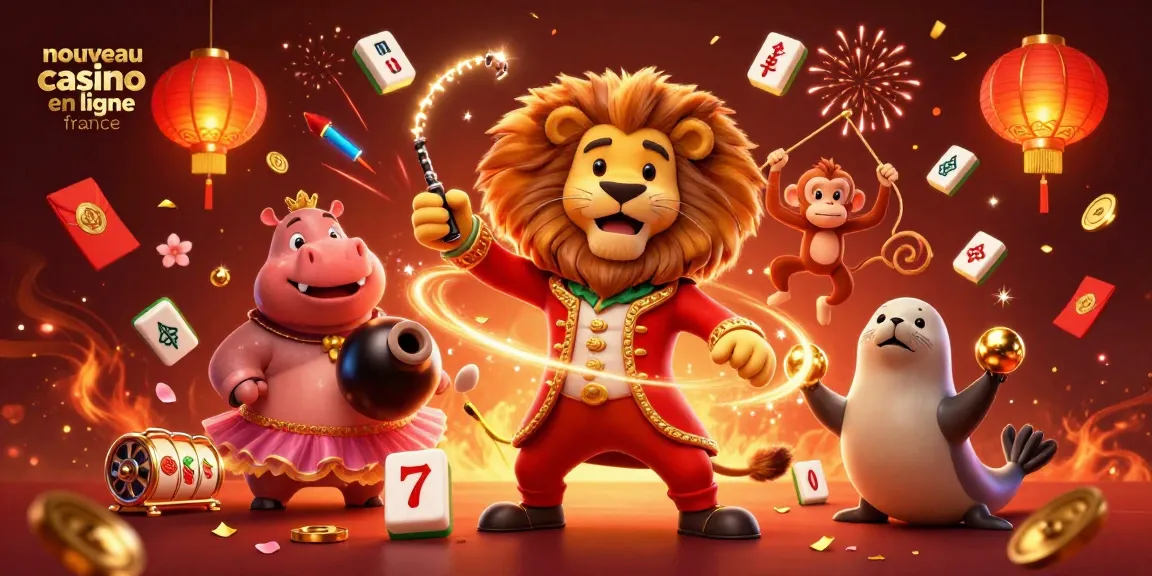 Plongez dans l'univers du nouveau casino en ligne France avec une scène festive remplie de personnages animés.