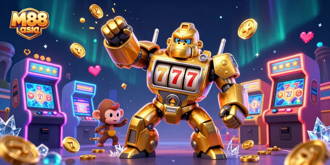 M88 asia captures thrilling casino action with dynamic gaming elements and vibrant characters.