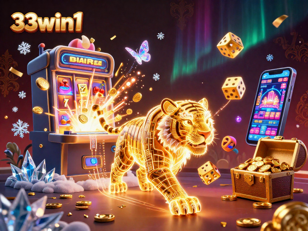 Experience thrilling gameplay at 33win1 with a dazzling 3D casino scene bursting with excitement.
