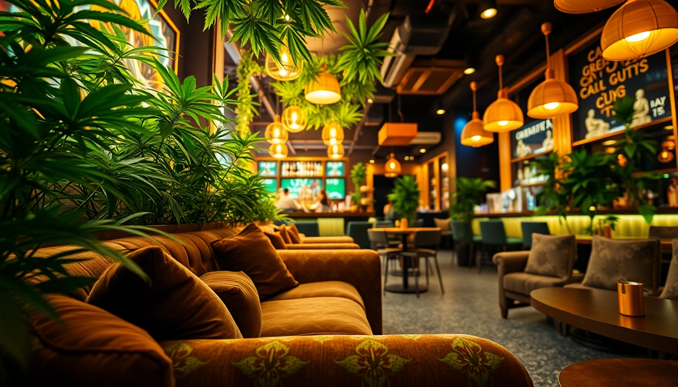 Relaxing atmosphere at the Green Guyz Cannabis Club Madrid: featuring stylish decor and greenery.